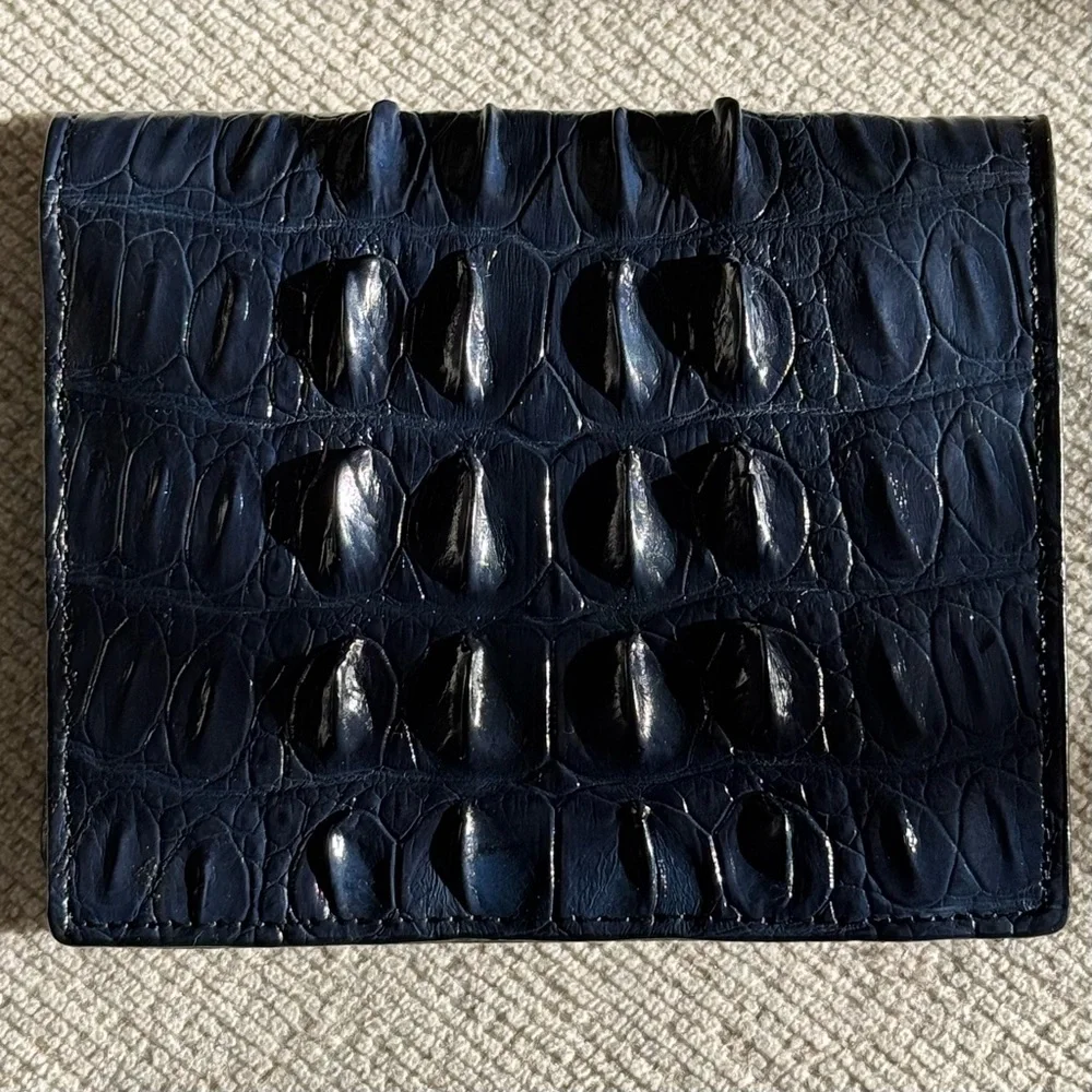 Genuine Croc Leather Wallet Dark Cobalt Color